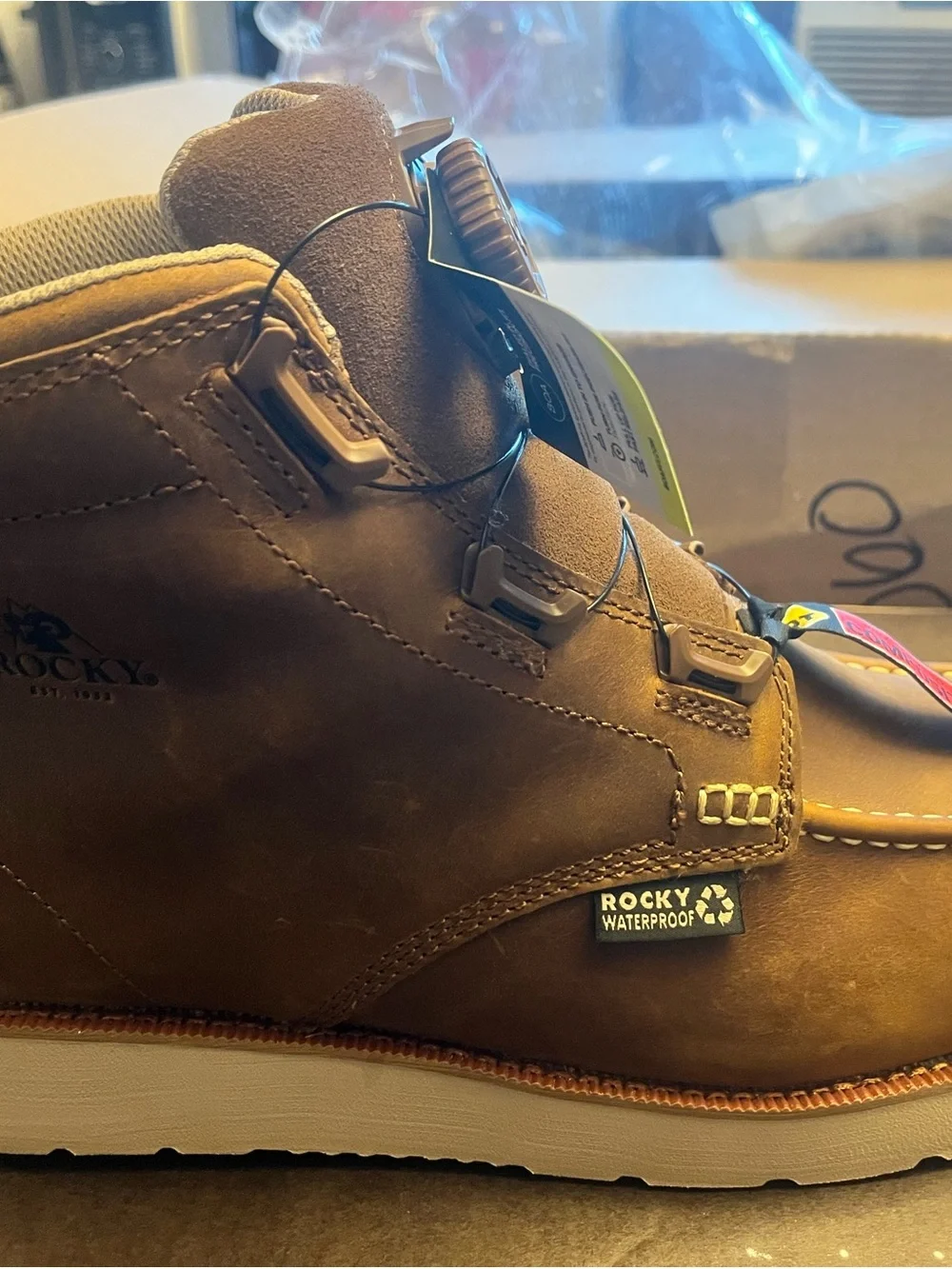 Men's Brown Leather Lace-Up Work Boot